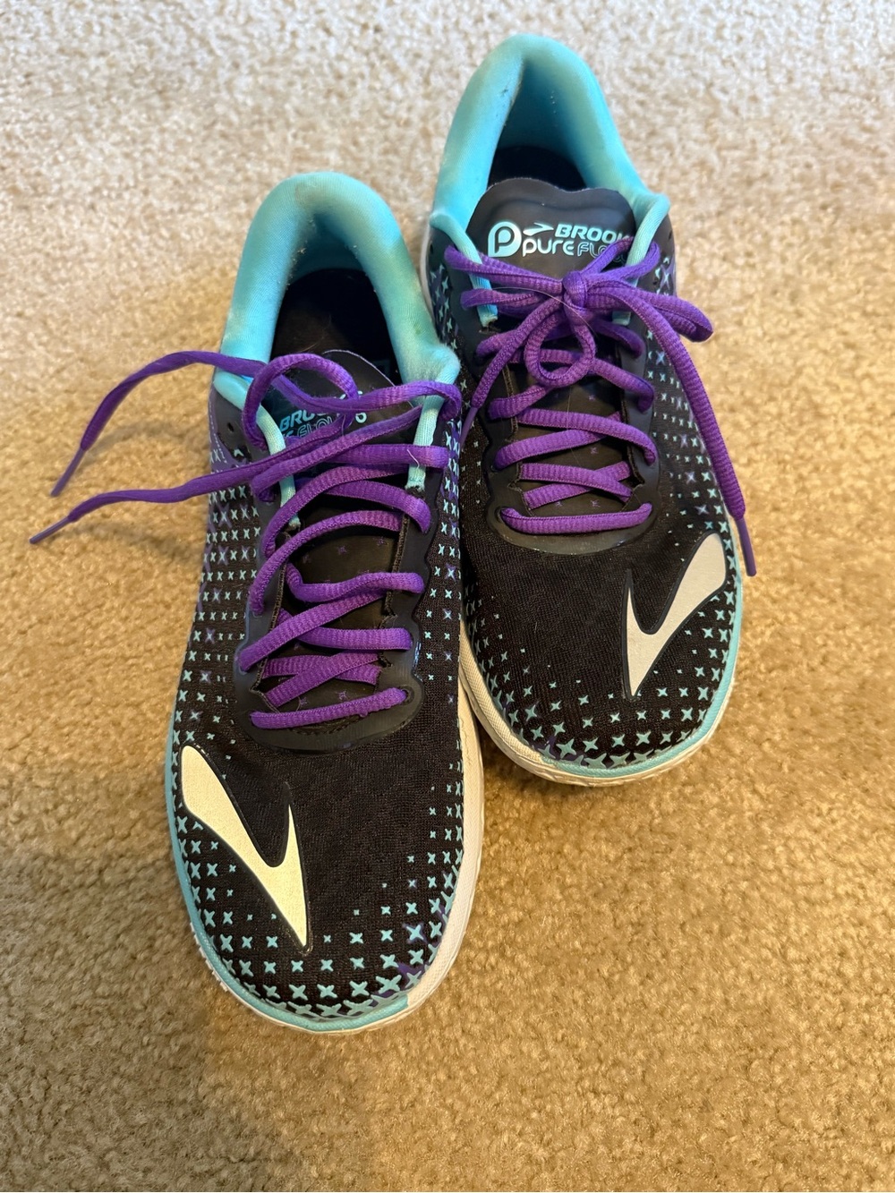 Brooks Pure Flow 5 Women's Black & Teal Running Shoes with Purple Laces
